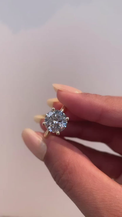 3.64 Carat Round Cut Lab Grown Diamond Classic Solitaire Engagement Ring