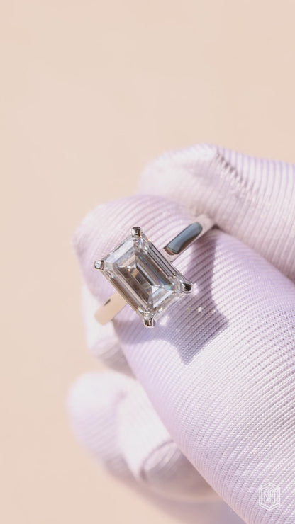 4.08 Carat Emerald Cut Lab Grown Diamond Classic Solitaire Engagement Ring - Video Overview