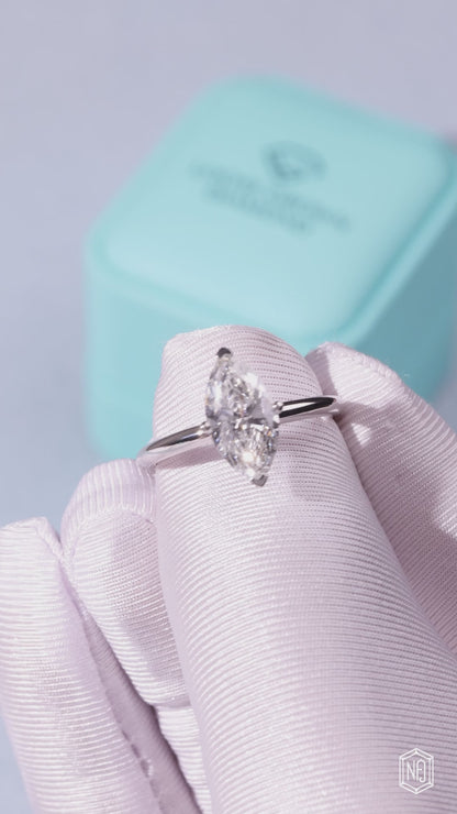 Marquise Lab Grown Diamond Ring with Solitaire Setting