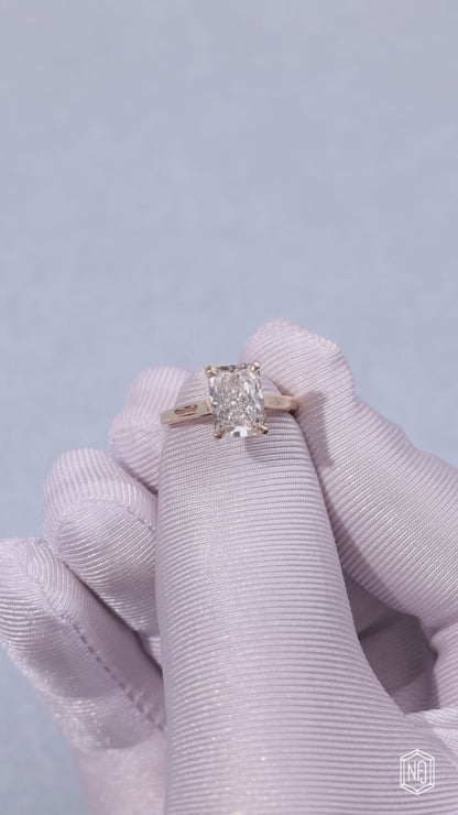 2.75 Carat Radiant Cut Lab Grown Diamond Delicate Hidden Halo Engagement Ring