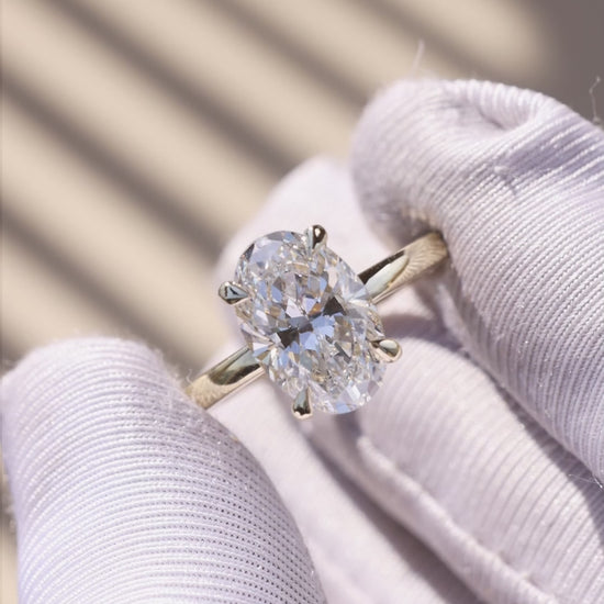 3.21 Carat Oval Cut Lab Grown Diamond Classic Solitaire Engagement Ring - Video Overview
