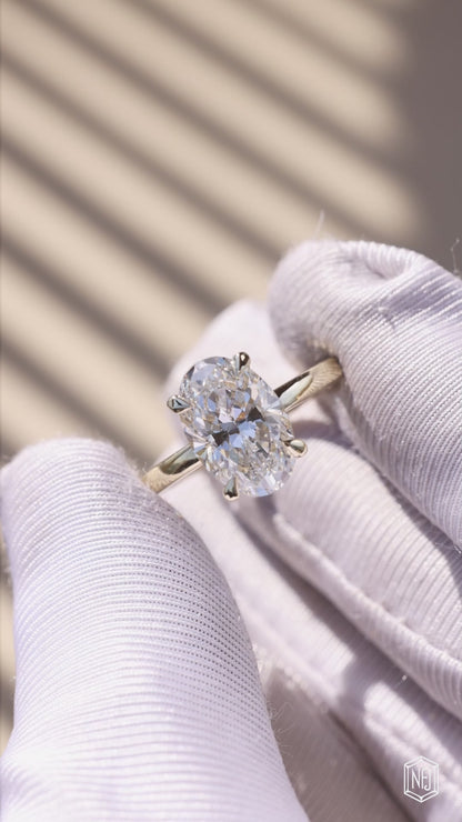 3.21 Carat Oval Cut Lab Grown Diamond Classic Solitaire Engagement Ring - Video Overview