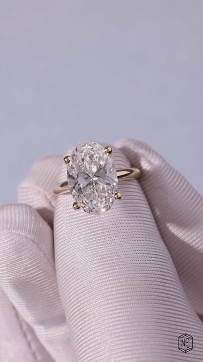 7.03 Carat Oval Cut Lab Grown Diamond Classic Solitaire Engagement Ring - Video Overview