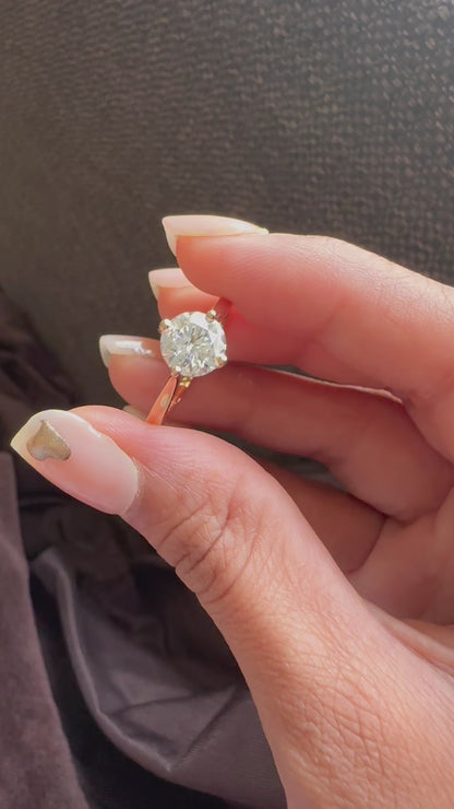 2.03 Carat Round Cut Lab Grown Diamond Classic Solitaire Engagement Ring