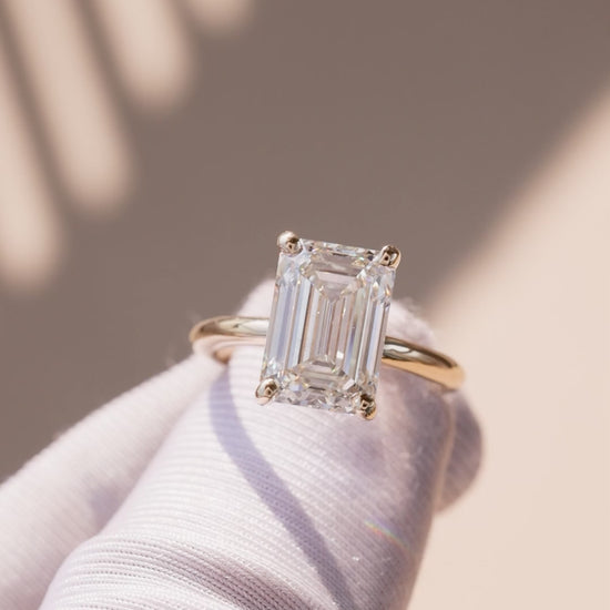 5.06 Carat Emerald Cut Lab Grown Diamond Classic Solitaire Engagement Ring - Video Overview