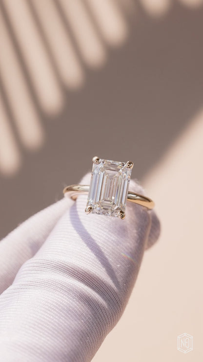 5.06 Carat Emerald Cut Lab Grown Diamond Classic Solitaire Engagement Ring - Video Overview