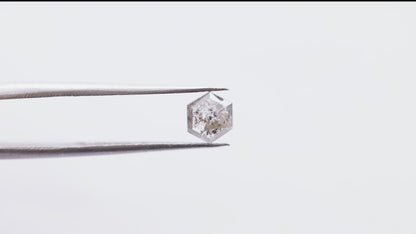 0.79 Ct Hexagon Rose Cut Salt and Pepper Diamond