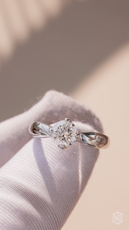 Round Cut Lab Diamond Engagement Ring For Women, Twisted Split Shank