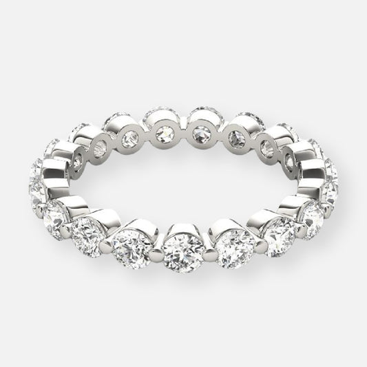 6ct Matic Round Lab Grown Diamond Split Prong Full Eternity Wedding Band In 14K White Gold (US Size: 5.75)