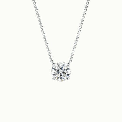 Round 4-Prong Lab Grown Diamond Solitaire Pendant in 14K White Gold