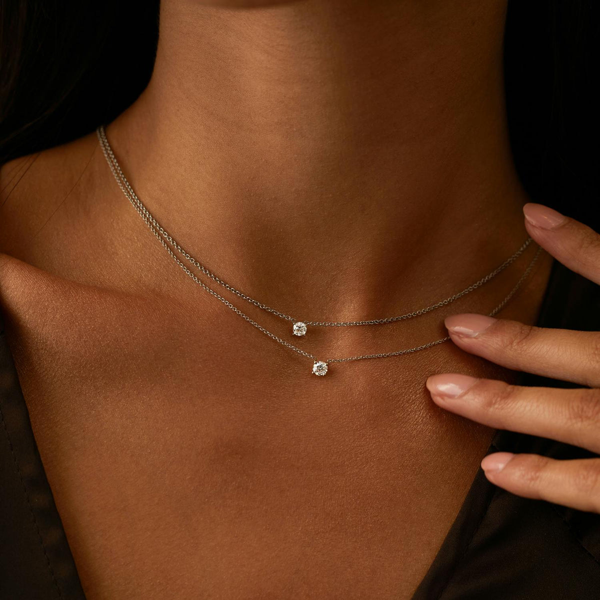 Round 4-Prong Lab Grown Diamond Solitaire Pendant in Platinum