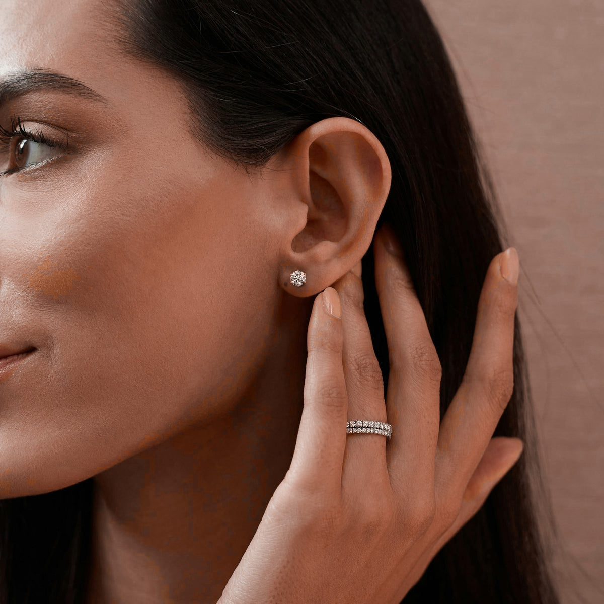 Round 6-Prong Lab Grown Diamond Stud Earrings in 10K Rose Gold