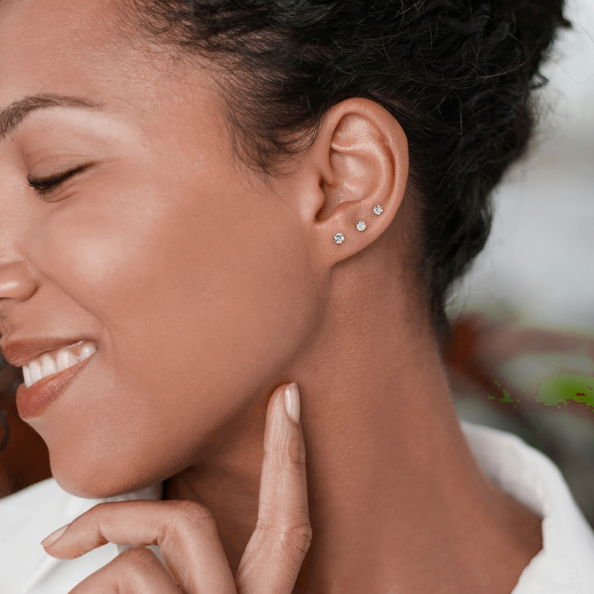 Round 6-Prong Lab Grown Diamond Stud Earrings in 10K Rose Gold