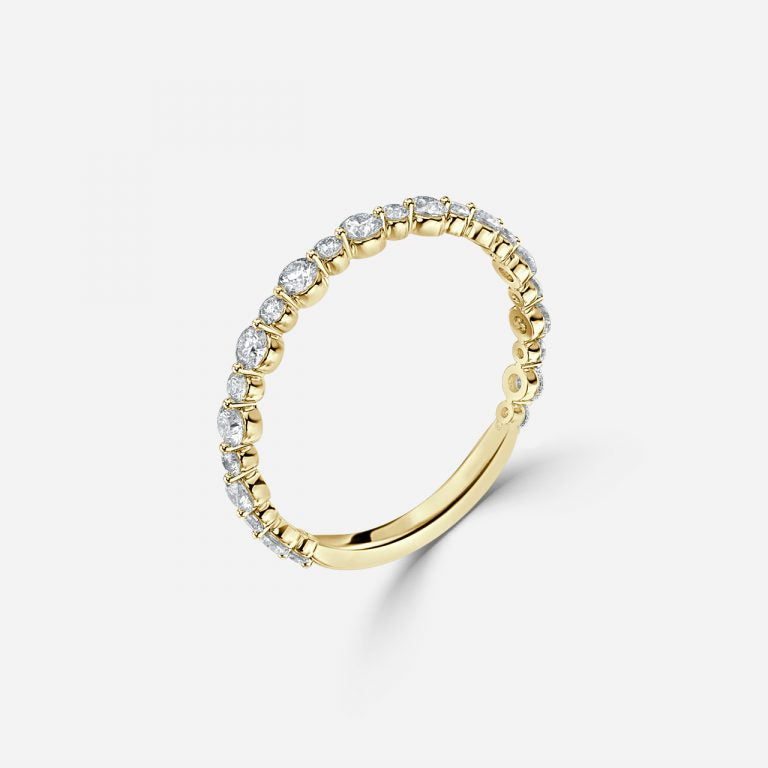 0.56ct Vintage Round Lab Grown Diamond Shared Prong Stackable Band In 14K Yellow Gold (US Size: 7.25)