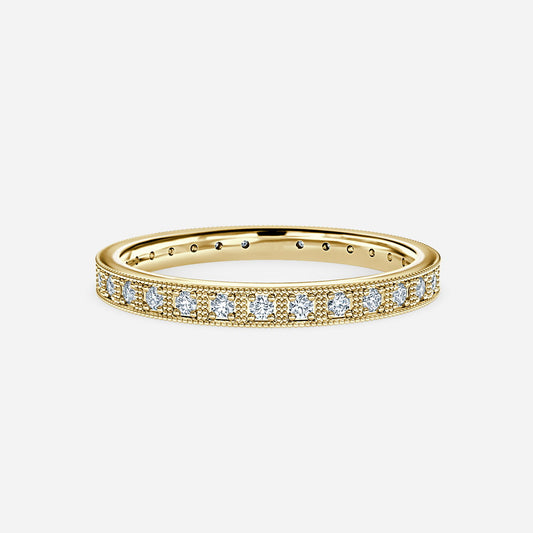 0.25ct Milagros Round Lab Grown Diamond Milgrain Set Full Eternity Band In 18K Yellow Gold (US Size: 5.00)