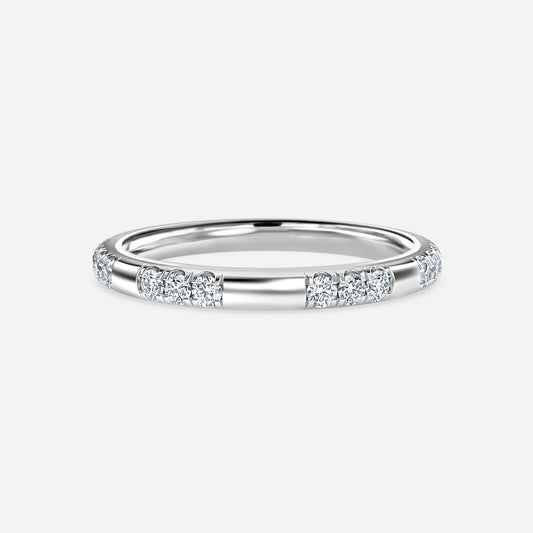 0.10ct Pave Round Lab Grown Diamond Bar Set Half Eternity Wedding Band In 18K White Gold (US Size: 4.5)