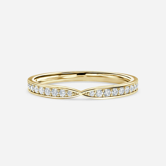 0.14ct Ariel Round Lab Grown Diamond Crossover Infinity Pave Wedding Band In 14K Yellow Gold (US Size: 5.25)