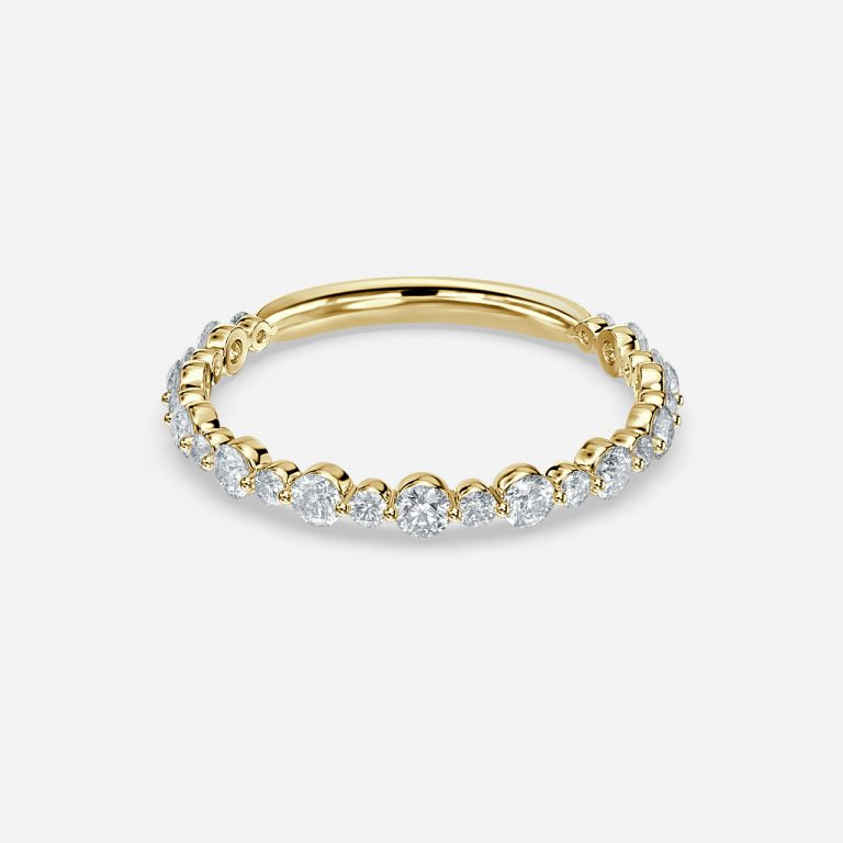 0.56ct Vintage Round Lab Grown Diamond Shared Prong Stackable Band In 14K Yellow Gold (US Size: 7.25)